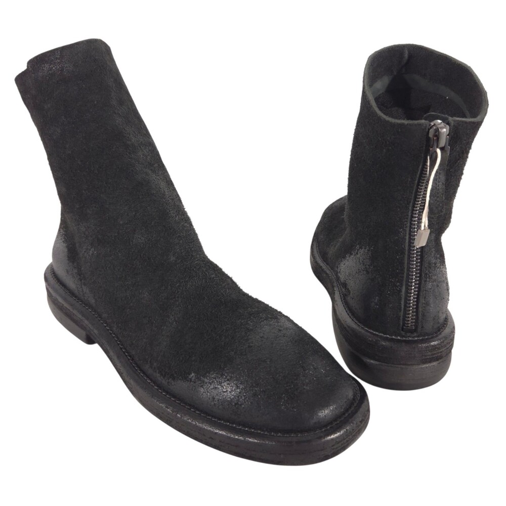 Marsell Distressed Suede Back Zip Ankle Boots US 8 EU 38 Womens Black $995